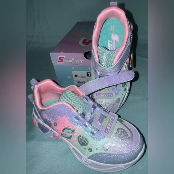 S Sport By Skechers Toddler Lucia Sneakers Light Up, Unicorn Pattern - Picture 7 of 9